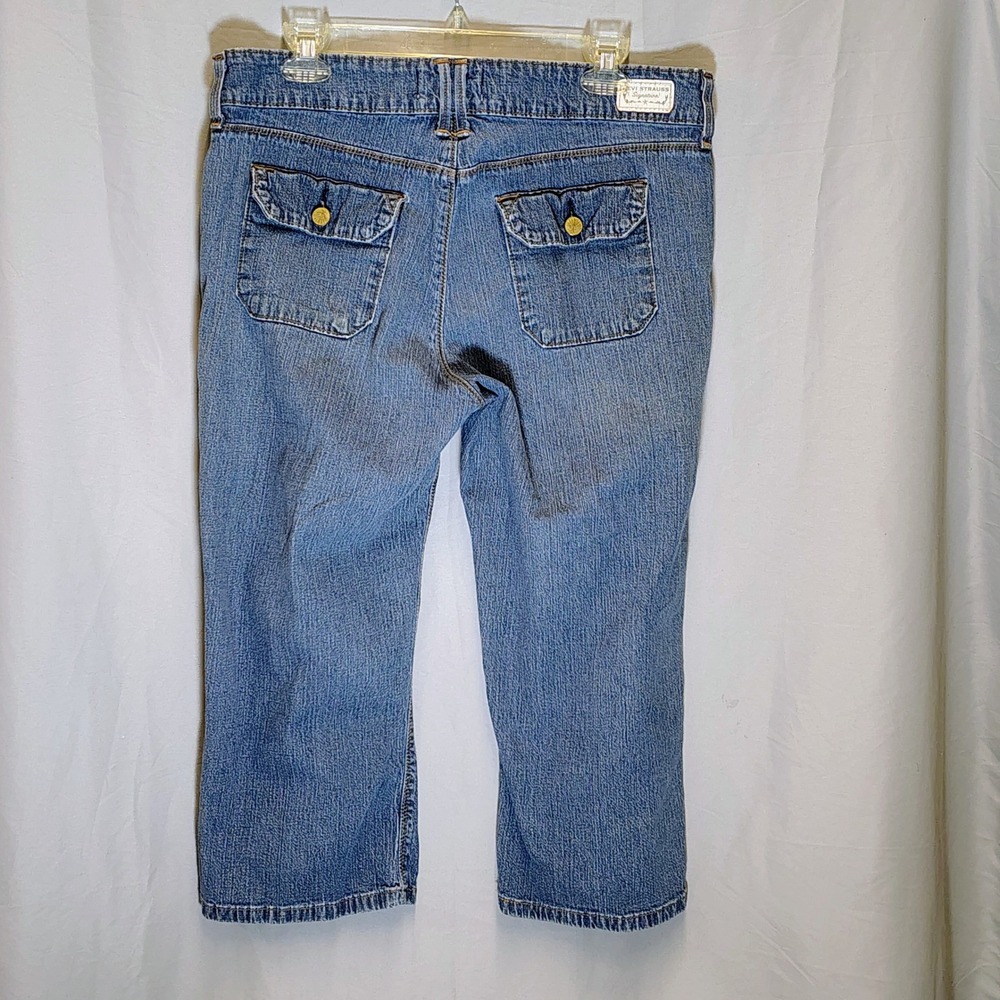 Levi Strauss Signature Women Blue Crop Capri Jeans Mid Rise Straight Leg Size 12 - Picture 3 of 14